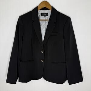 J Crew Blazer Womens L Black Polyester Lined Career Jacket Workwear Office